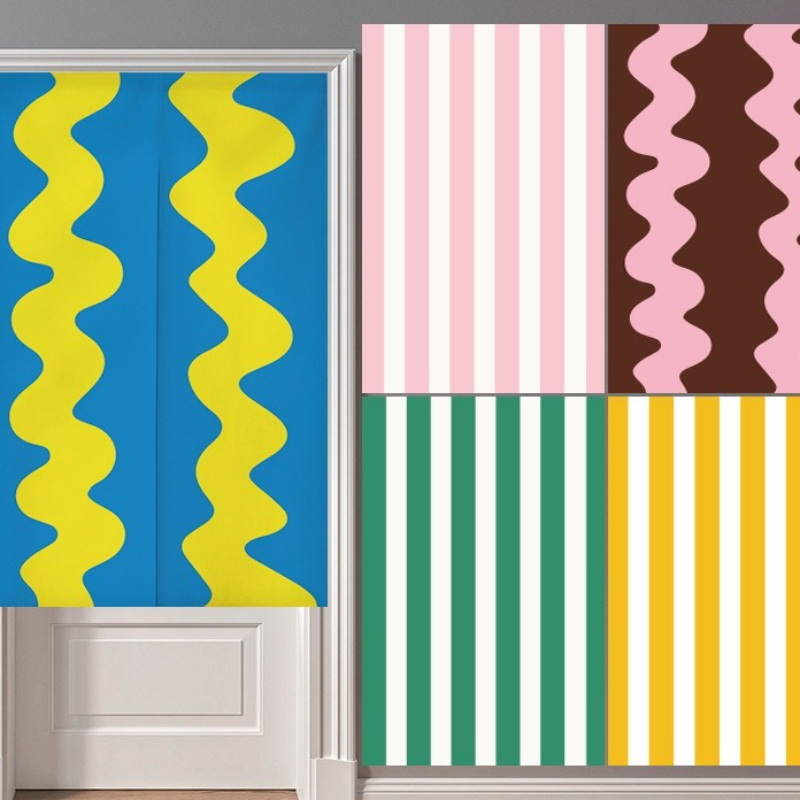 Noren Curtain Doorway - Kontrast renk dalgaları soyunma odası Perde