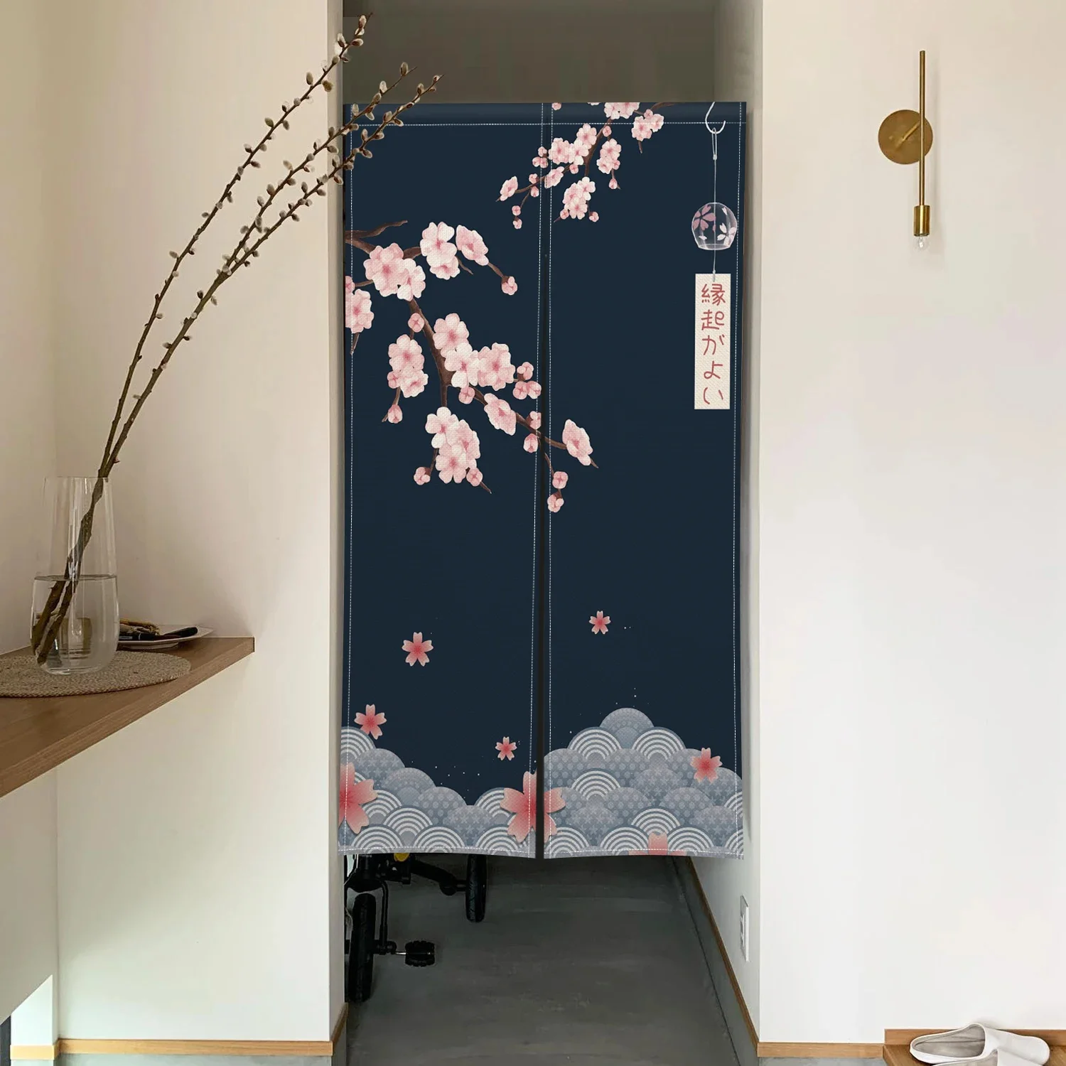 Noren Curtain Doorway - Kiraz Çiçeği Kapı Perdesi Japon Baskılı
