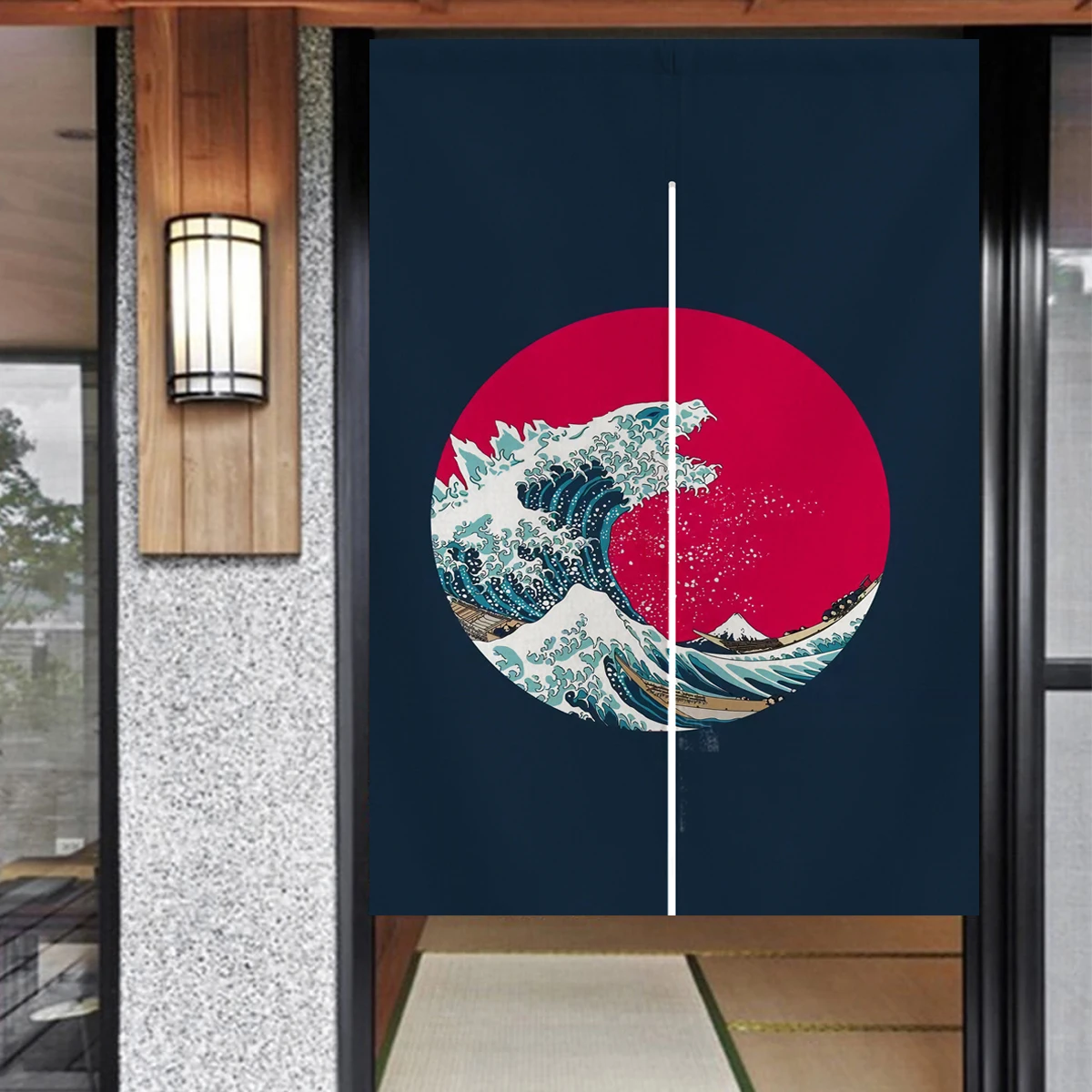 Noren Curtain Doorway - Ofat Home Japon Dalga Desenli Kapı