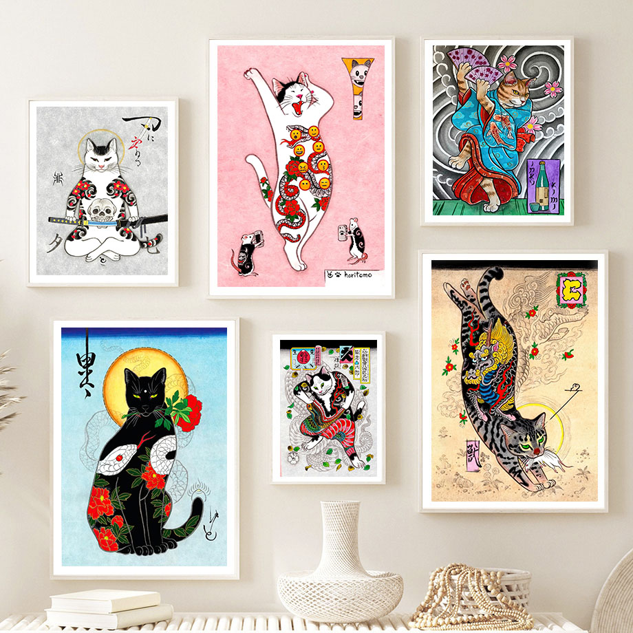 Japon Samuray Kedi Duvar Sanat - Japanese Lifestyle And Traditions incelemesi ve fiyatı