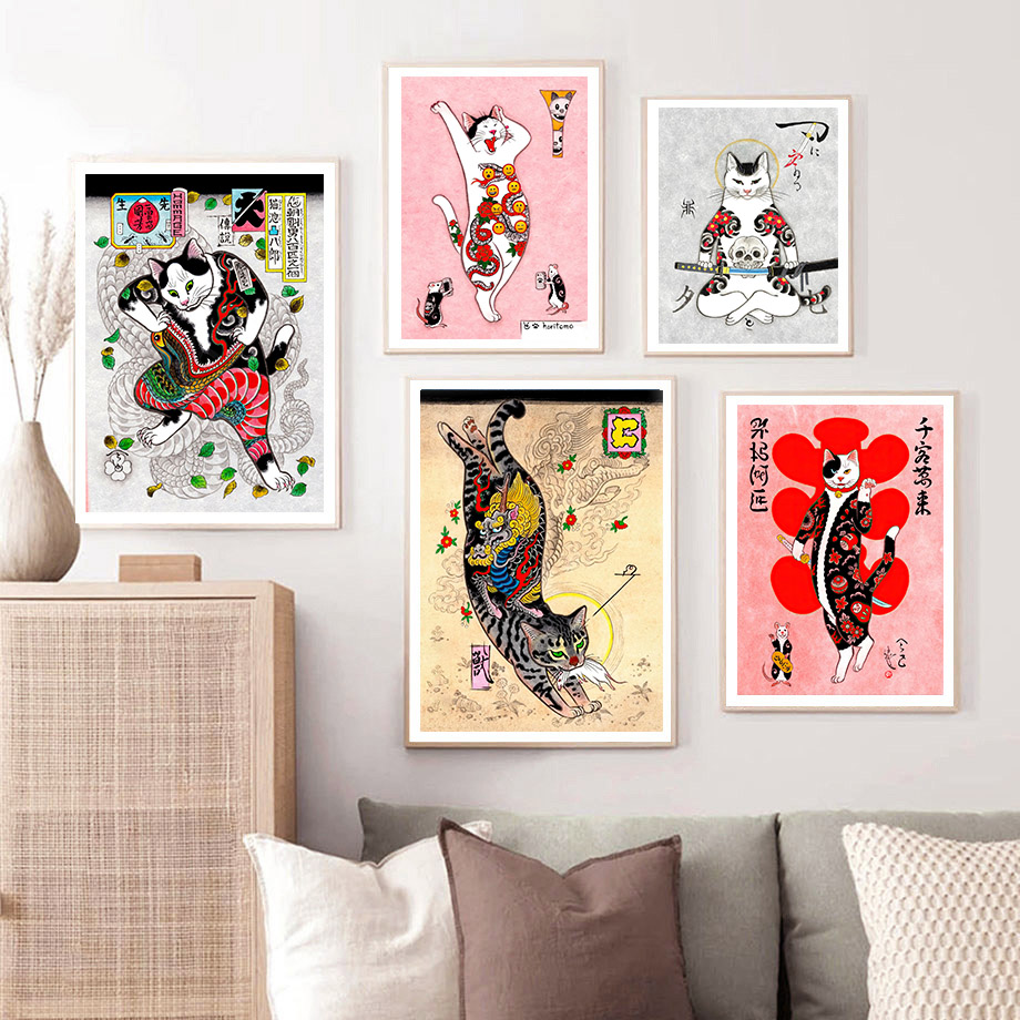Japon Samuray Kedi Duvar Sanat - Japanese Lifestyle And Traditions incelemesi ve fiyatı